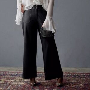 Anthropologie Maeve Naomi Wide Leg Flare Faux Leather High Rise Pants 6